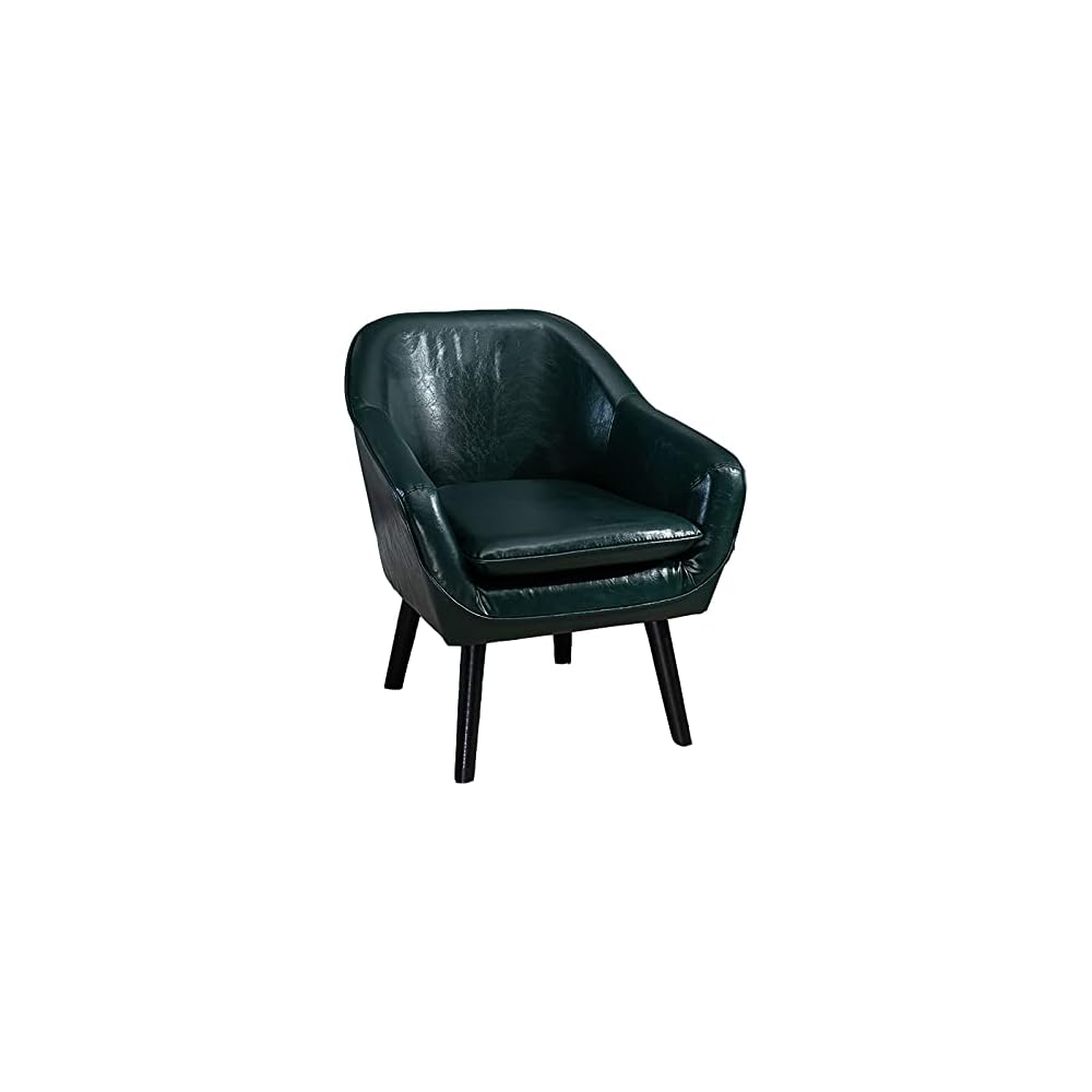 Accent Chair Living Room Chair Comfortable Seat Contemporary Lounge Sofa Chair Extra-Thick Upholstered Chair Wax Skin Home Office Bedroom Studio Sofa (Green)