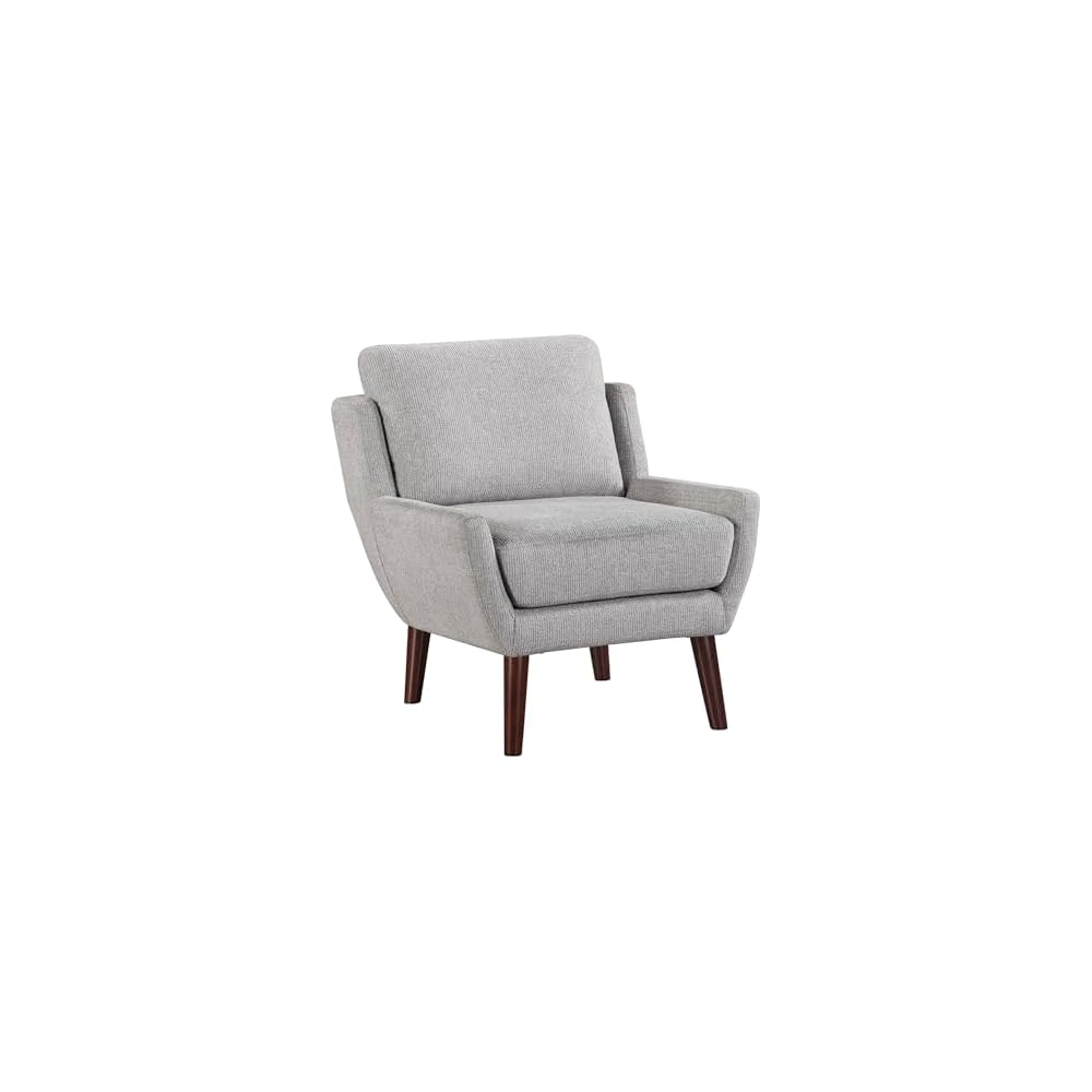 Lexicon Modern Wingback Accent Chair, Chenille Fabric Upholstered Lounge Reading Arm Chair, Solid Wood Legs for Living Room, Bedroom, Supportive Padded Pocket Coil Seat, Easy Assembly, Gray