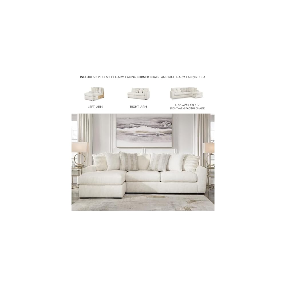 Signature Design by Ashley 2-Piece L-Shaped Couch with Chaise, Ivory