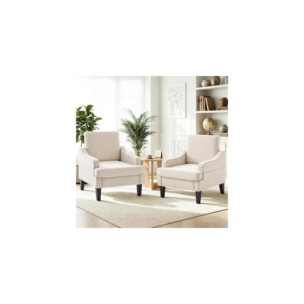 Mid-Century Accent Chair, Comfy Arm Chair Upholstered Living Room Chair for Bedroom, Fabric Reading Chair with Wood Legs for Apartment, Waiting Room, Vanity Room (Darkgray)