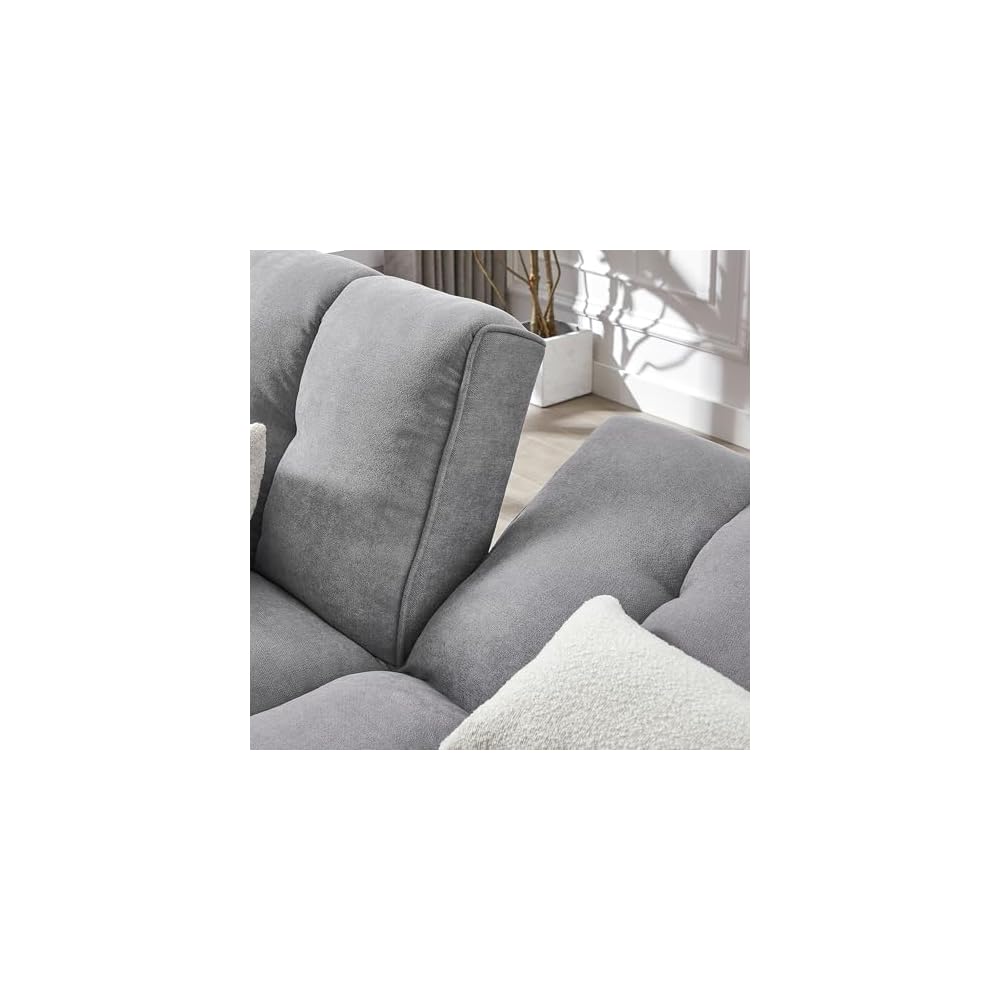 Convertible Futon Sofa Bed, Modern 81'' Adjustable Couch Sleeper, 2 Single Sofa Chairs, Upholstered Loveseat with Wooden Legs and 2 Pillows for Living Room, RV, Reclining Lounge Sofa (Gray)