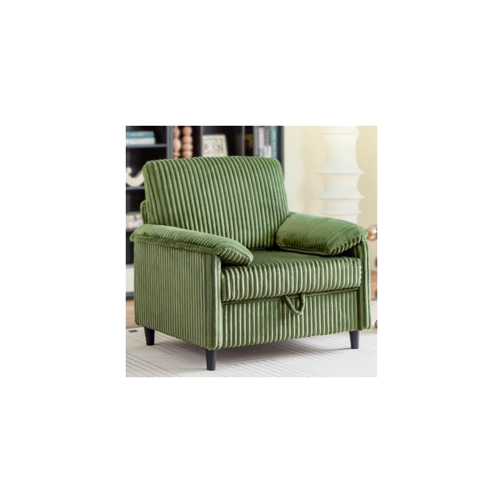Modern Storage Accent Chair, Single Sofa Armchair with Storage, Cream