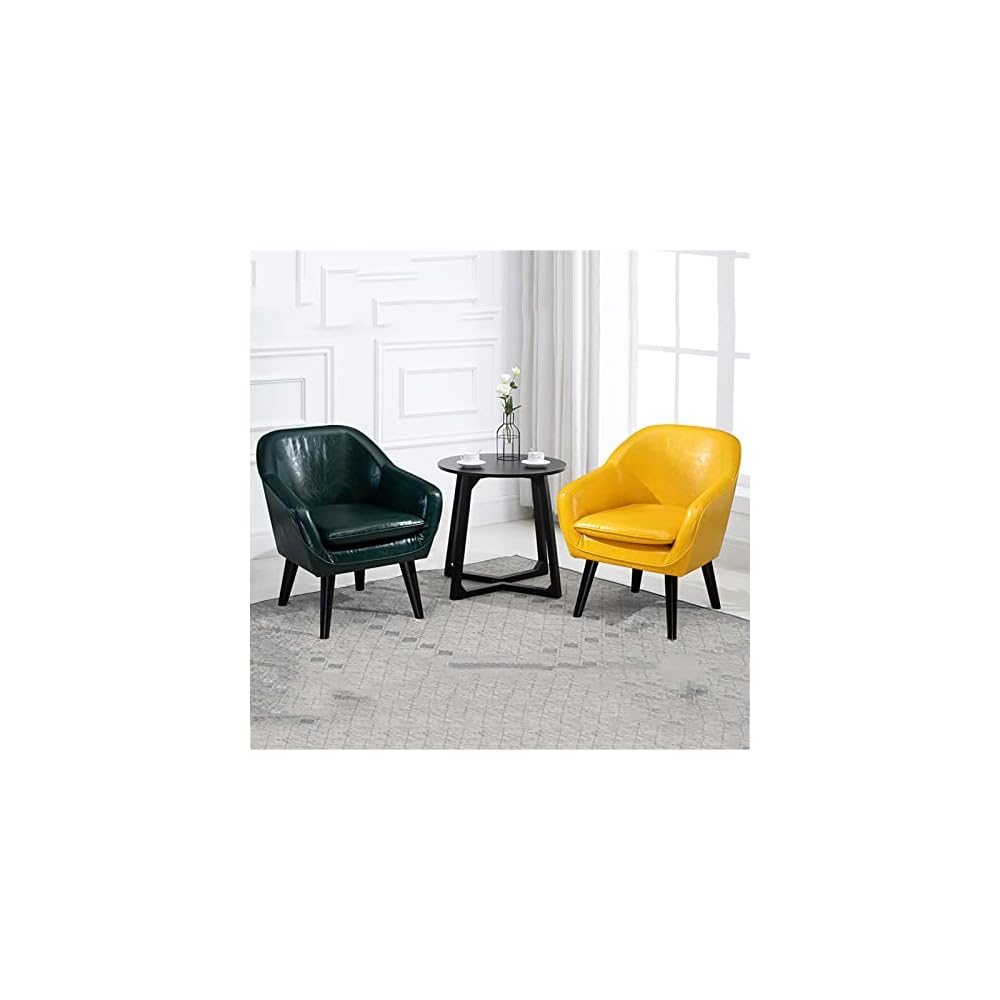 Accent Chair Living Room Chair Comfortable Seat Contemporary Lounge Sofa Chair Extra-Thick Upholstered Chair Wax Skin Home Office Bedroom Studio Sofa (Green)