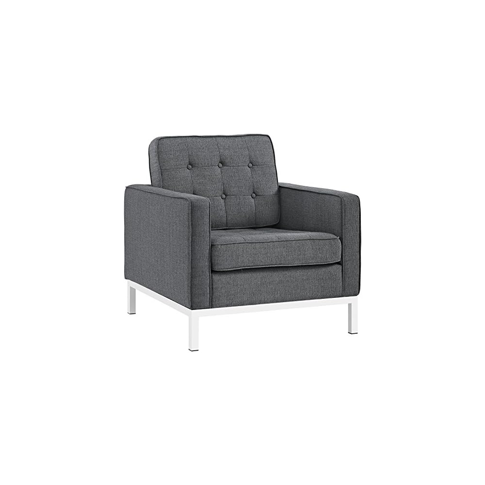 Modway Loft Upholstered Fabric Mid-Century Modern Loveseat In Azure