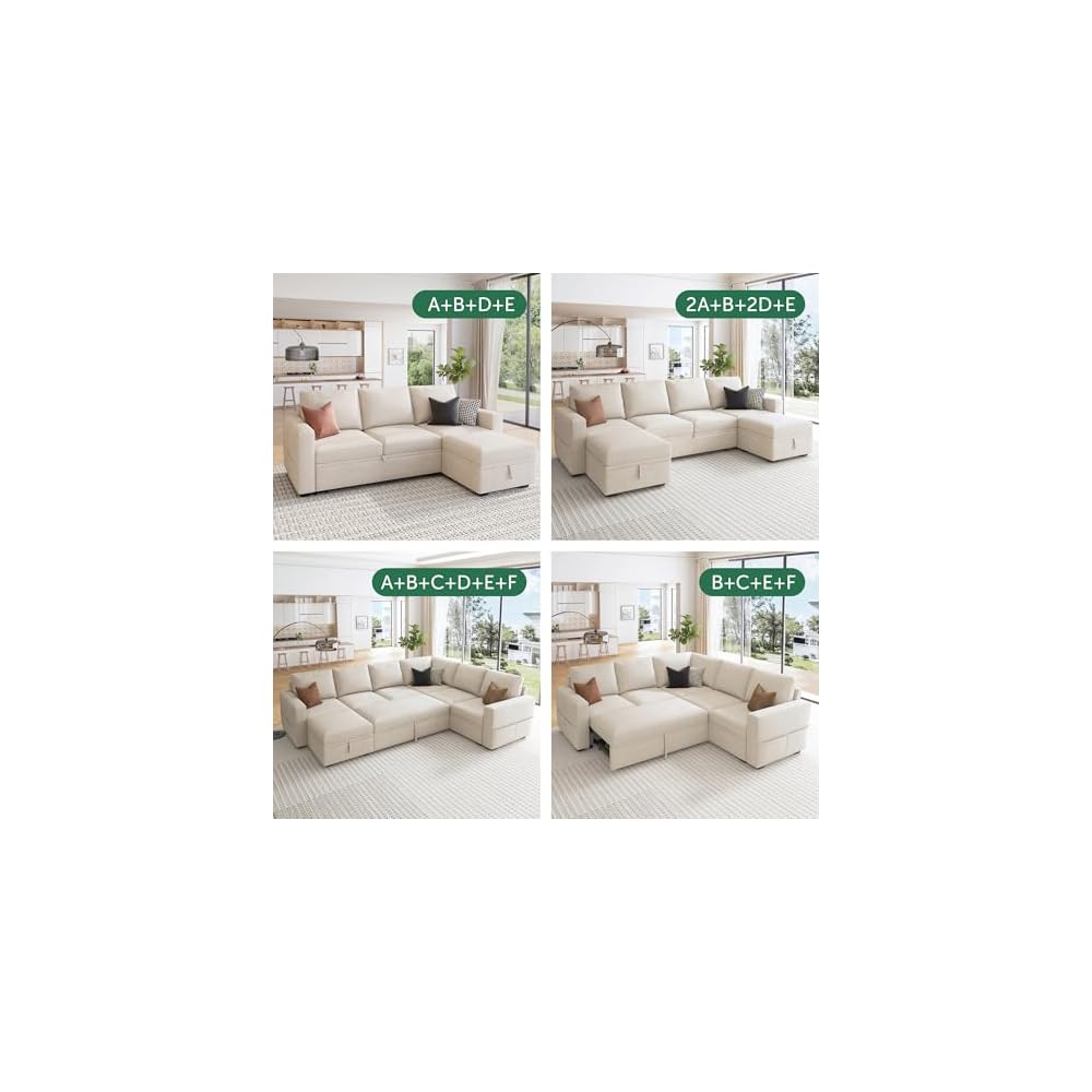 HONBAY Modular Armrest for Sectional Sleeper Sofa, Pair of Armrests for Sectional Modular Couch Bed, Beige