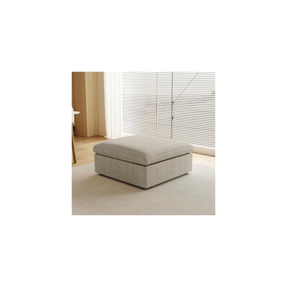 Lazur Modular Ottomans Sofa, Chenille Cloud Couch for Living Room, Deep Seat Ottomans, Khaki, Easy Assembly