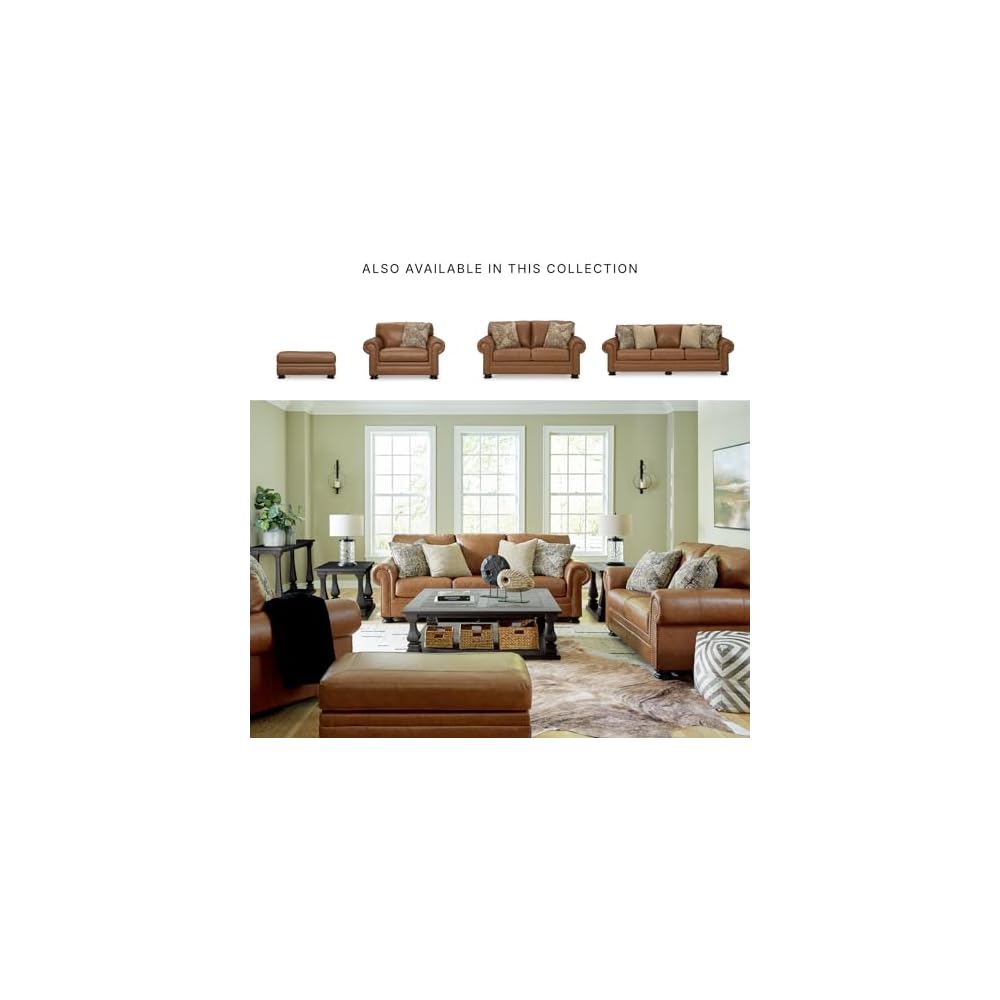 Signature Design by Ashley Carianna Leather Sofa for Living Room, Caramel
