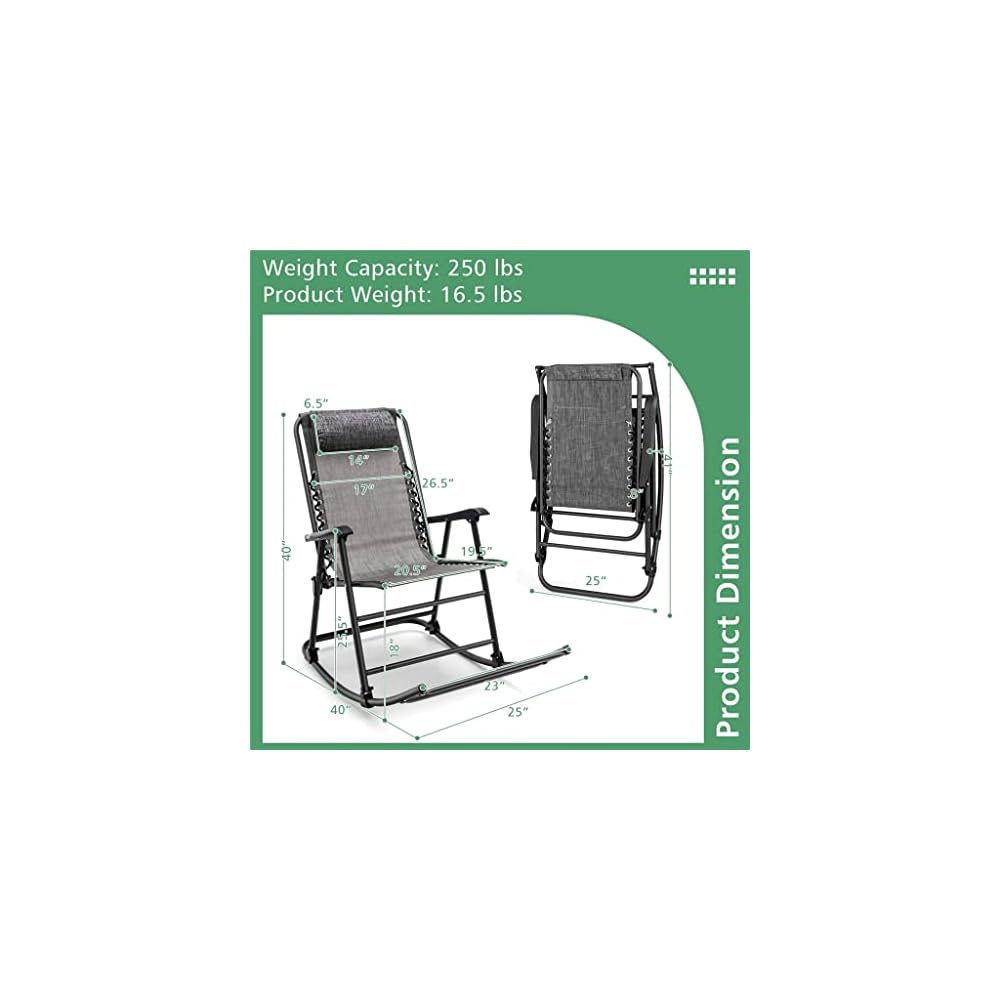 Patio Camping Rocking Chair Folding Rocking Chair Footrest