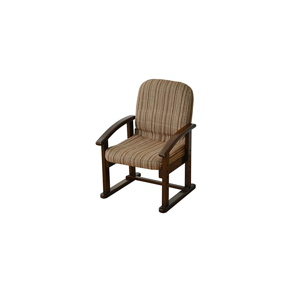 Yamazen KMZC-55 (VS1) Zashiki Chair, High Seat (Height Adjustable/Reclining/Folding), Finished Product, Stripe/Dark Brown