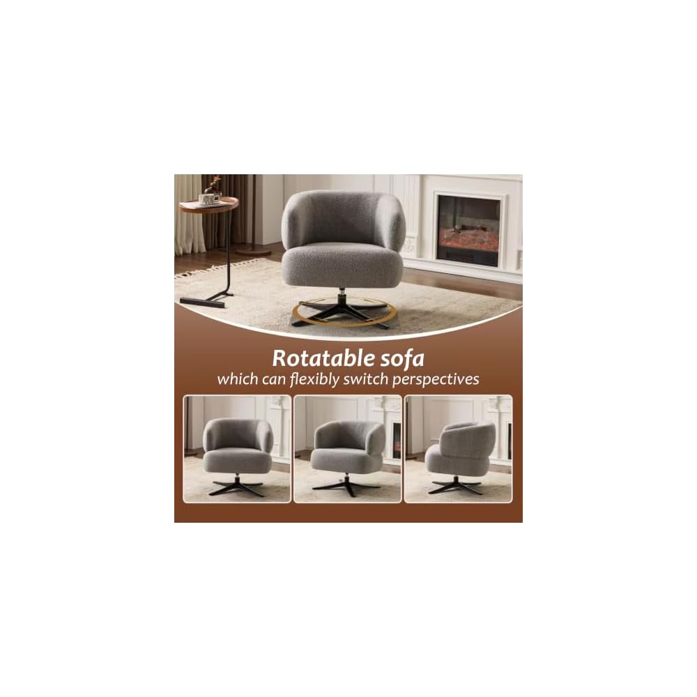 Cuddle-Style Leisure Swivel Sofa Chair, Suitable for Balconies, Studies and Living Rooms, Grey