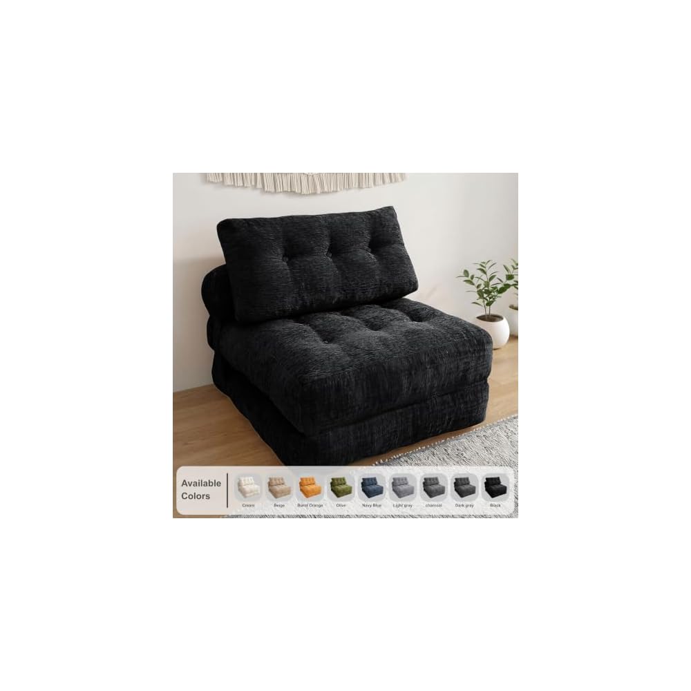 · REDEARTH · Boneless Folding Sofa Bed Floor Couch - No Assembly, Black