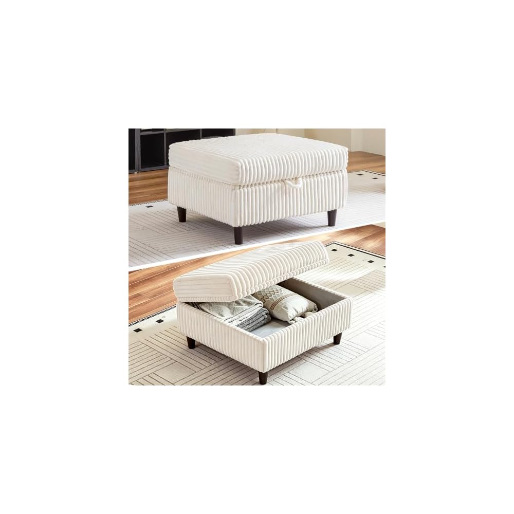 Modern Storage Accent Chair, Single Sofa Armchair with Storage, Cream