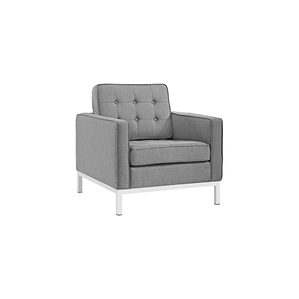 Modway Loft Upholstered Fabric Mid-Century Modern Loveseat In Azure