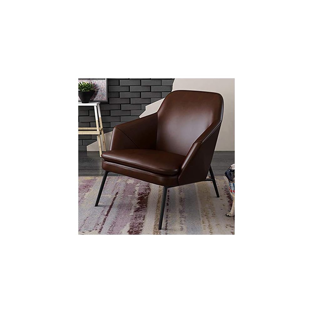 Renovation House Nordic Single Sofa Chair Modern Minimalist Leather Art Leisure Chair Hotel Living Room Cafe Business Discussion Furniture Brown