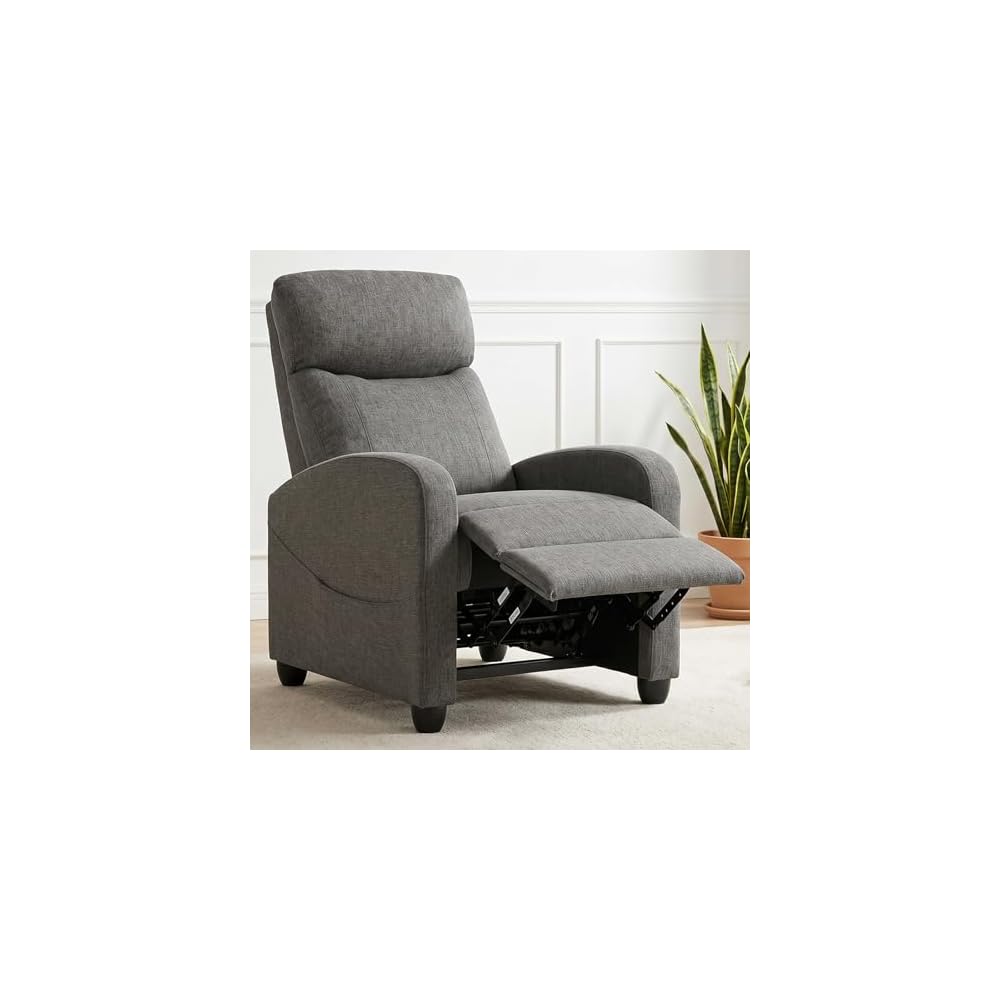 Recliner Chair, Recliner Sofa PU Leather for Adults, Recliners Home Theater Seating with Lumbar Support, Reclining Sofa Chair for Living Room, Black