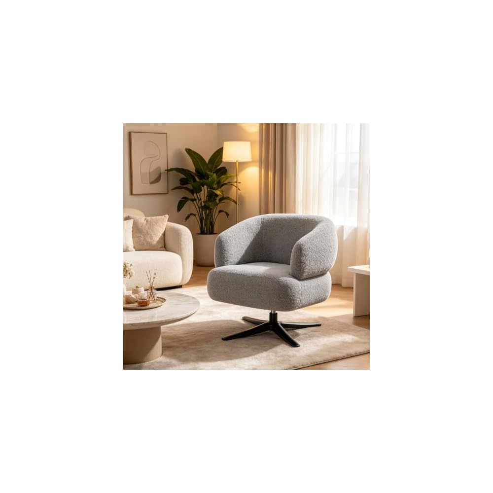 Cuddle-Style Leisure Swivel Sofa Chair, Suitable for Balconies, Studies and Living Rooms, Grey