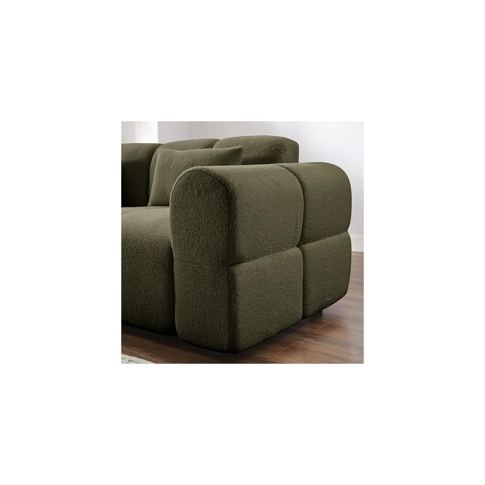 80" Oversized Boucle Sofa Couch,Modern Loveseat,Deep Seat Love Seat,Mid Century Modern Sofa,Cloud Couch for Living Room,Apartment,Office,and Lounge.（Green）