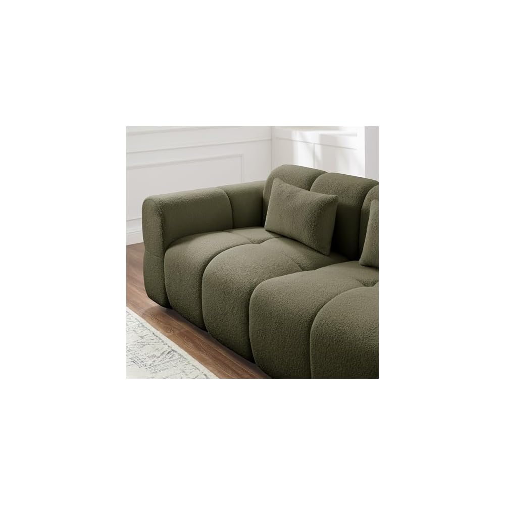 80" Oversized Boucle Sofa Couch,Modern Loveseat,Deep Seat Love Seat,Mid Century Modern Sofa,Cloud Couch for Living Room,Apartment,Office,and Lounge.（Green）