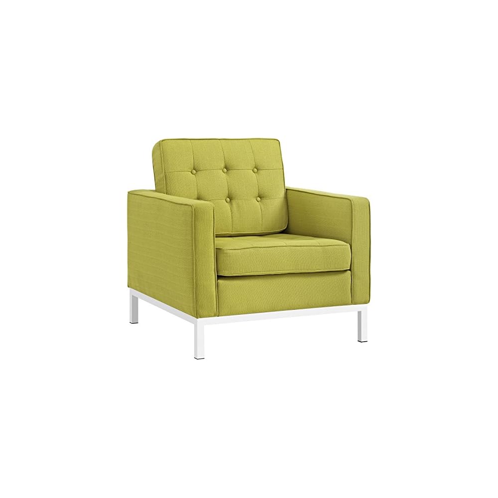 Modway Loft Upholstered Fabric Mid-Century Modern Loveseat In Azure
