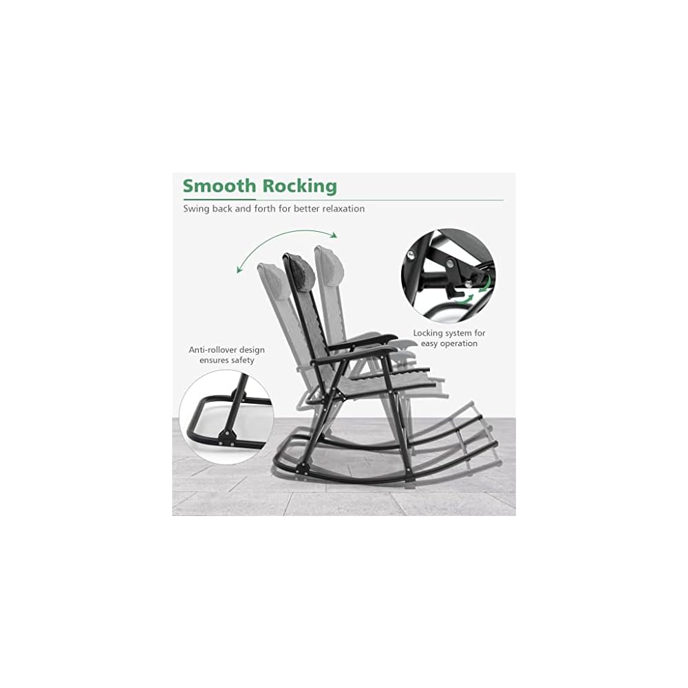 Patio Camping Rocking Chair Folding Rocking Chair Footrest