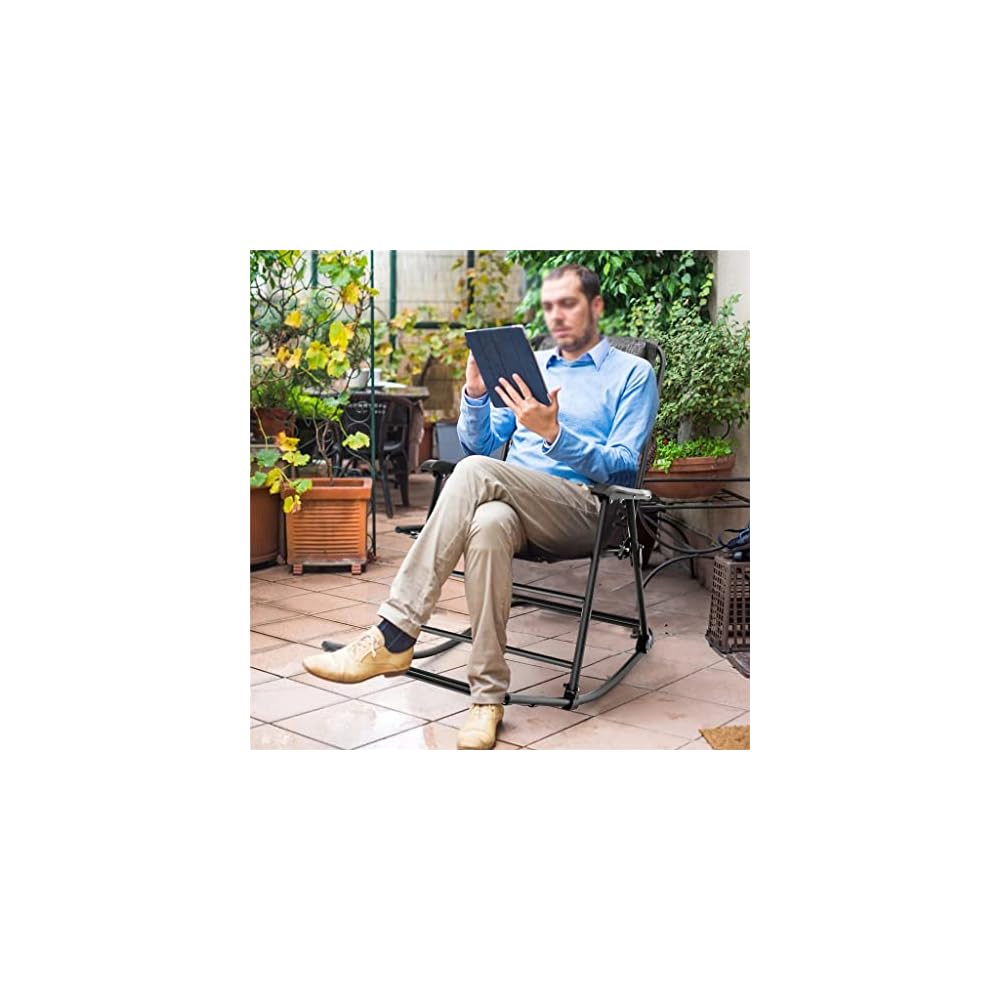 Patio Camping Rocking Chair Folding Rocking Chair Footrest