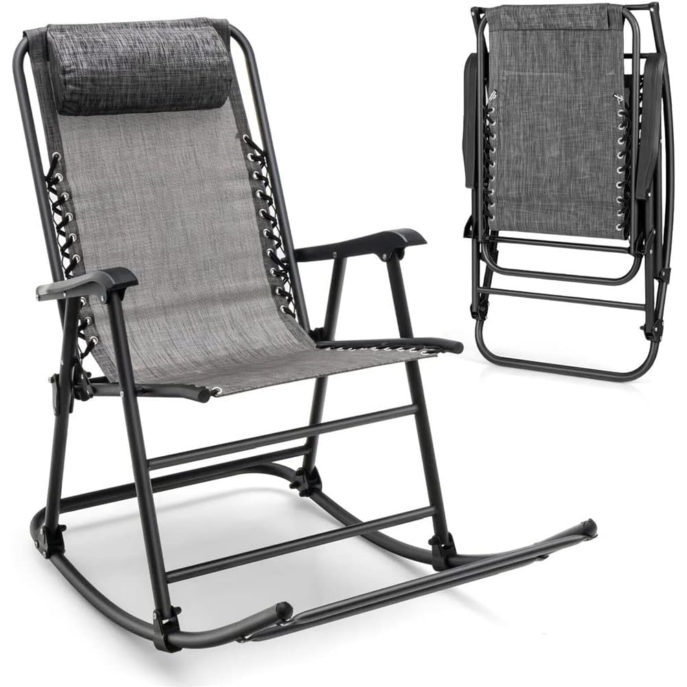 Patio Camping Rocking Chair Folding Rocking Chair Footrest