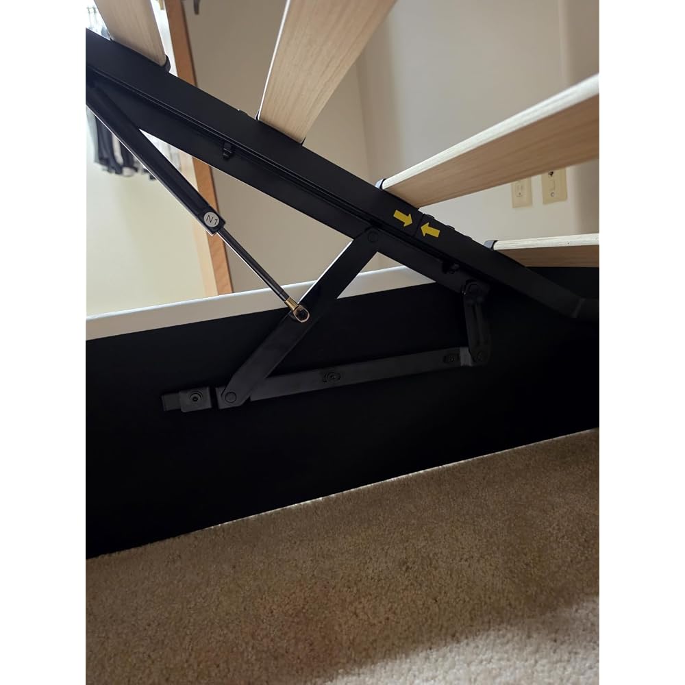 Allewie Queen Size Lift Up Hydraulic Storage Bed Frame Light Beige
