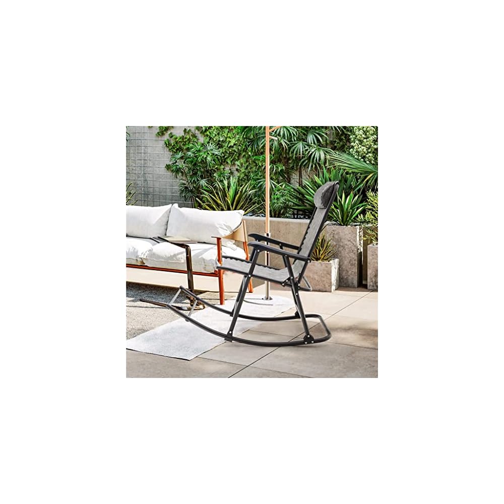 Patio Camping Rocking Chair Folding Rocking Chair Footrest