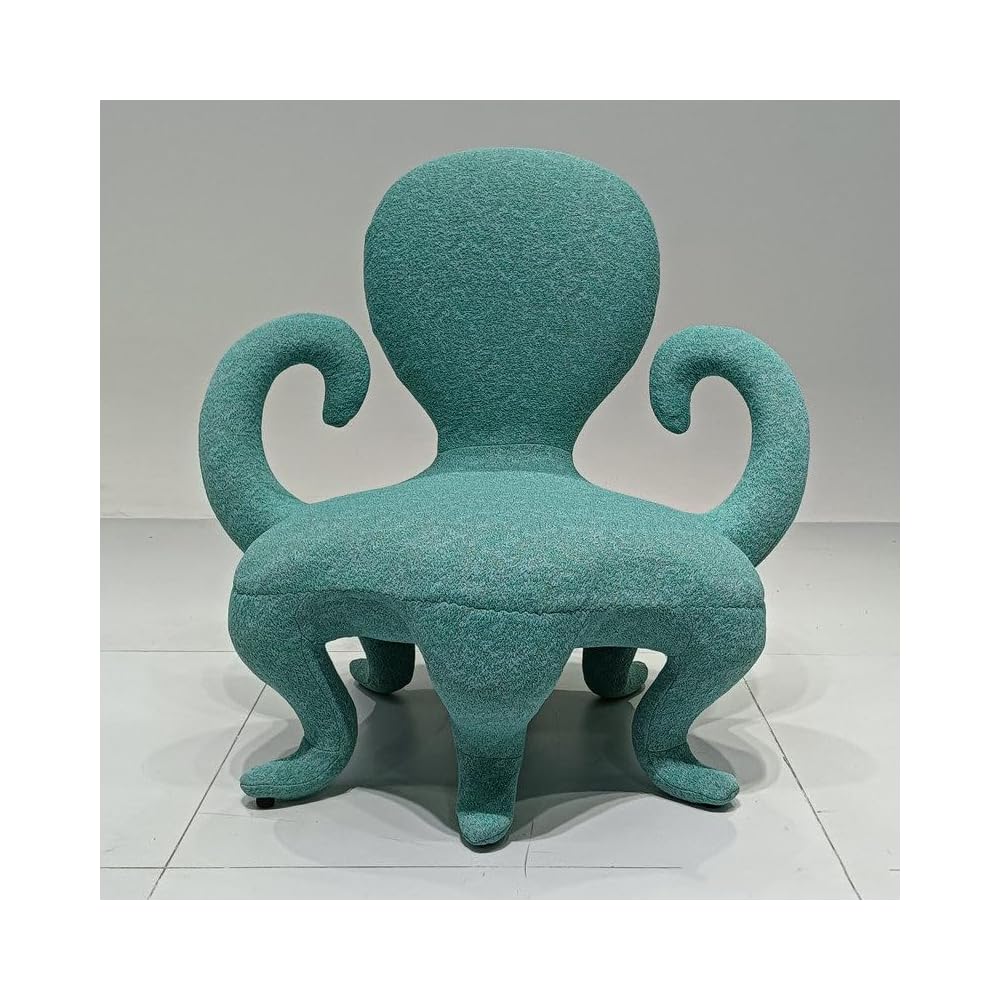 Modern Sculptural Accent Chair, Artistic Curved Arm Lounge Chair with Upholstered Seat for Living Room, Office & Creative Interiors (Green)