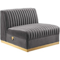Modway Sanguine Velvet and Stainless Steel Armless Chair in Gray