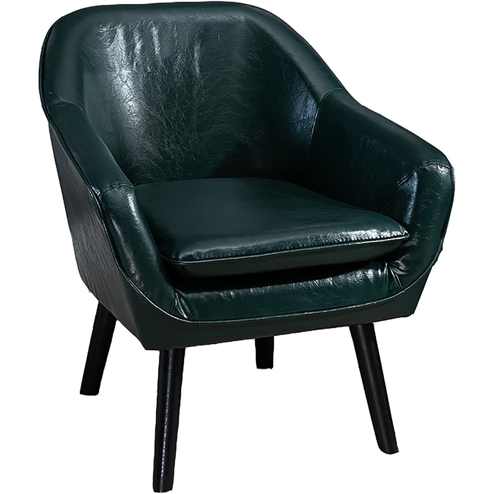 Accent Chair Living Room Chair Comfortable Seat Contemporary Lounge Sofa Chair Extra-Thick Upholstered Chair Wax Skin Home Office Bedroom Studio Sofa (Green)