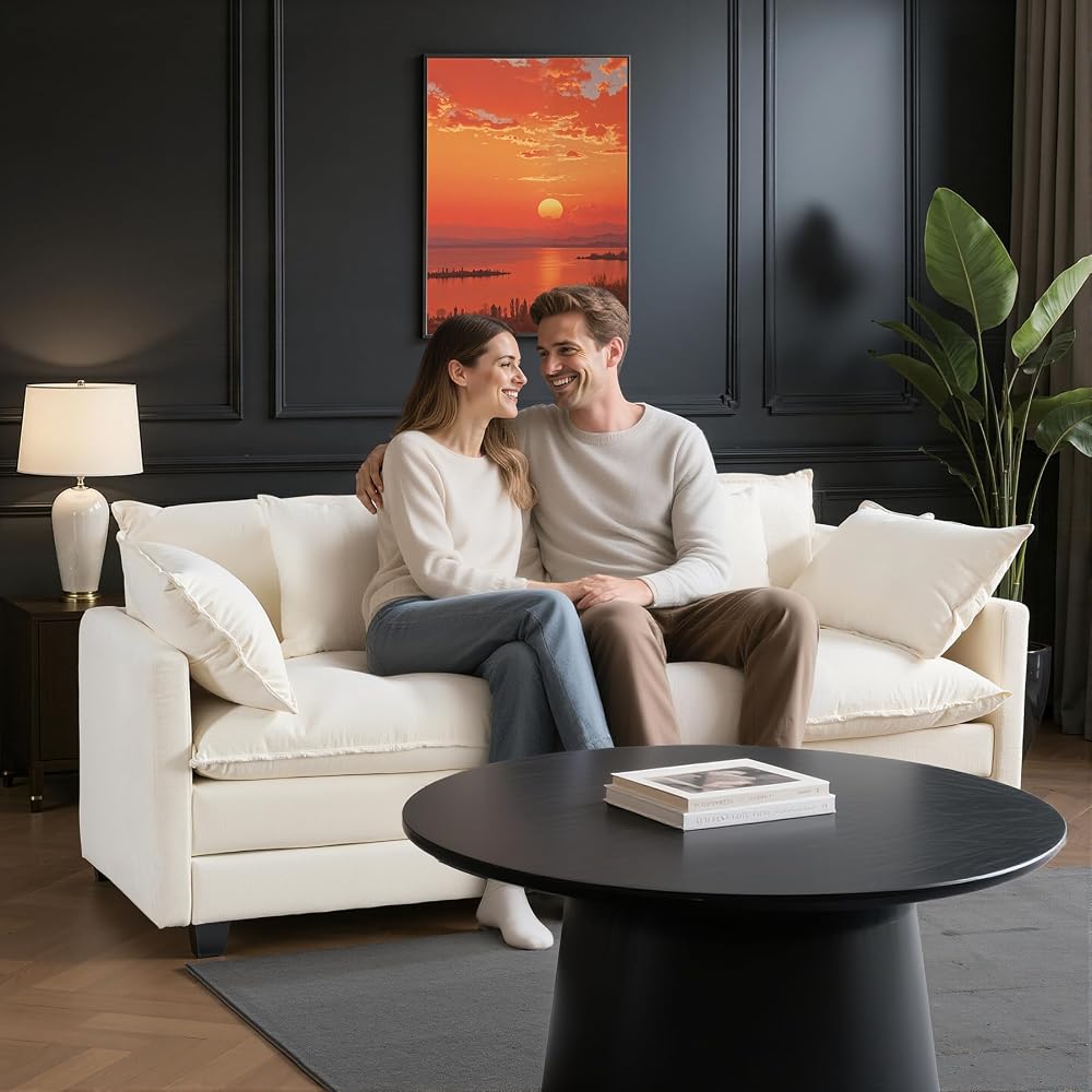 77" Loveseat Sofa Couch｜Small Cloud 2-Seater Sectional Sofa with 29.1" Deep Seat｜FSC Certified Solid Wood & Metal Frame｜Easy Assembly & 1YR Guarantee｜for Apartment Living Room Bedroom｜Beige