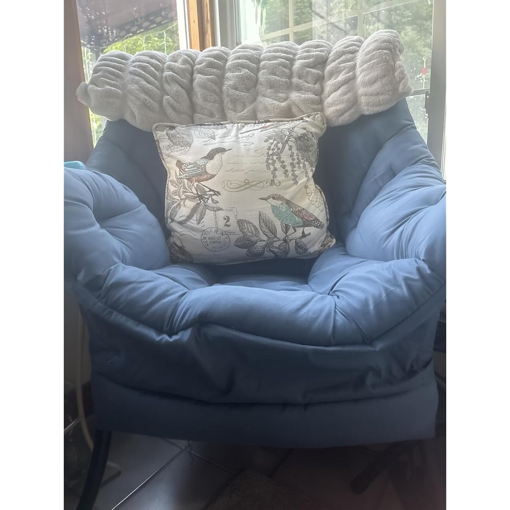 Furlide Lazy Chair with Ottoman, Comfy Reading Chair with Pillow， Khaki
