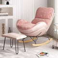 Modern Upholstered Rocking Chair with Footrest - Double-Sided Cushion Lazy Lounge Chair for Living Room, Comfy Side Chair for Relaxation and Style