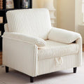Modern Storage Accent Chair, Single Sofa Armchair with Storage, Cream