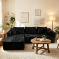 92" Large Cloud Couch, Corduroy Flannel Fabric Sectional Sofa, No Assembly Compression Sofa in a Box, Deep Seat Bone-Free Couch for Small Spaces, 1000 lbs Weight Capacity, Gray