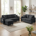 CECER 2 Piece Sofa Sets with Storage Ottoman for Living Room-Dark Grey