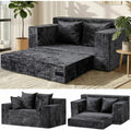 56" Boneless Couch, 5-in-1 Boneless Loveseat Sleeper Sofa Bed, Mini Convertible Pull Out Corduroy Futon Couch with Side Pockets & Handle, Folding Floor Sofa Bed with 4 Pillows for Small Space