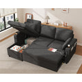 DURASPACE Sofa Bed, Sleeper Sofa Couch with Pullout Bed for Living Room, L Shaped Couch with Storage Chaise, USB, Cup Holder (Dark Gray)