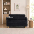 54" 3‑in‑1 Pull‑Out Convertible Sleeper Sofa Bed, Corduroy with Adjustable Backrest, USB Charging Port, Side Storage Pockets, Space‑Saving for for Living Rooms, Apartments and Bedrooms (Black)
