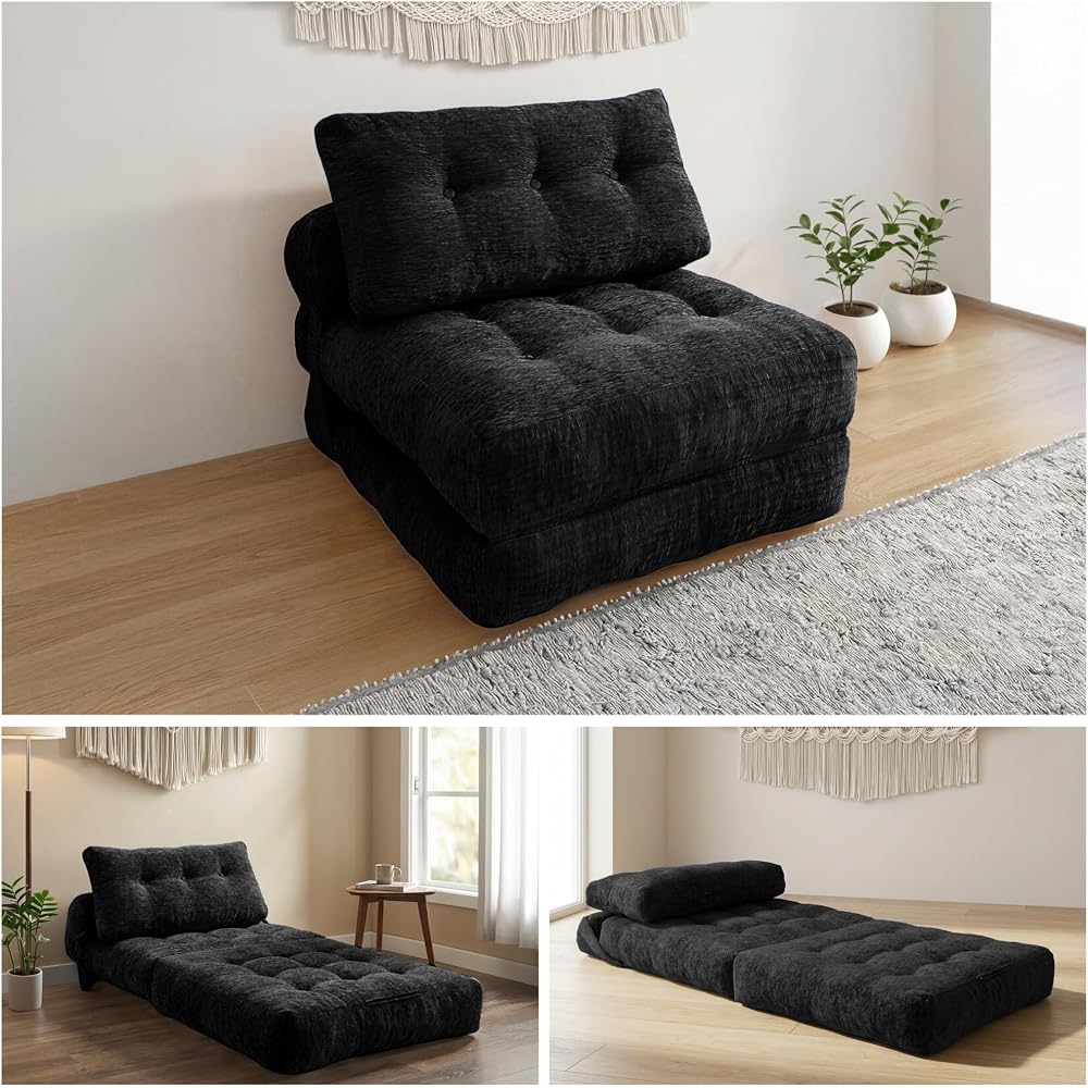 · REDEARTH · Boneless Folding Sofa Bed Floor Couch - No Assembly, Black