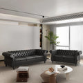 AVZEAR 2-Piece Living Room Sectional Sofa Set, Upholstered Sofa Modern Sofa Couches Set Style Button Tufted, PU Chesterfield Sofa for Living Room Apartment, 2+3 Seat PU Black