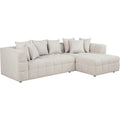 Coaster Amara Living Room Chenille L-Shaped Sectional, Ivory 551911-SETB