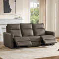 CHITA Genuine Leather Couch, 3-seat 2 Power Recliner Sofa, Dark Gray