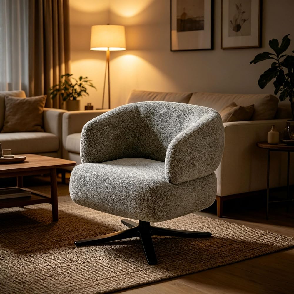 Cuddle-Style Leisure Swivel Sofa Chair, Suitable for Balconies, Studies and Living Rooms, Grey