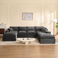 Afuson 137.8” Sectional Couches for Living Room, Set of Cloud Couch, Modular Sectional Sofa, Convertible Sofas Bed, Deep Seat Sofa, Sleeper Sofa Full Size, Corduroy, Gray