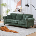 86.5" Classic Chenille Sofa Couch 3-Seater | Chesterfield Style with Traditional Rolled Arms, Nailhead Trim & Solid Wood Frame | Living Room Upholstered Couch | Green