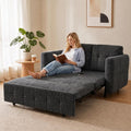 XVD 58” Sleeper Sofa Bed, 3 in 1 Pull Out Couch with Adjustable Backrest, Convertible Loveseat Couch Bed with 4 Pillow, Futon Couches for Living Room, Apartment (Grey)